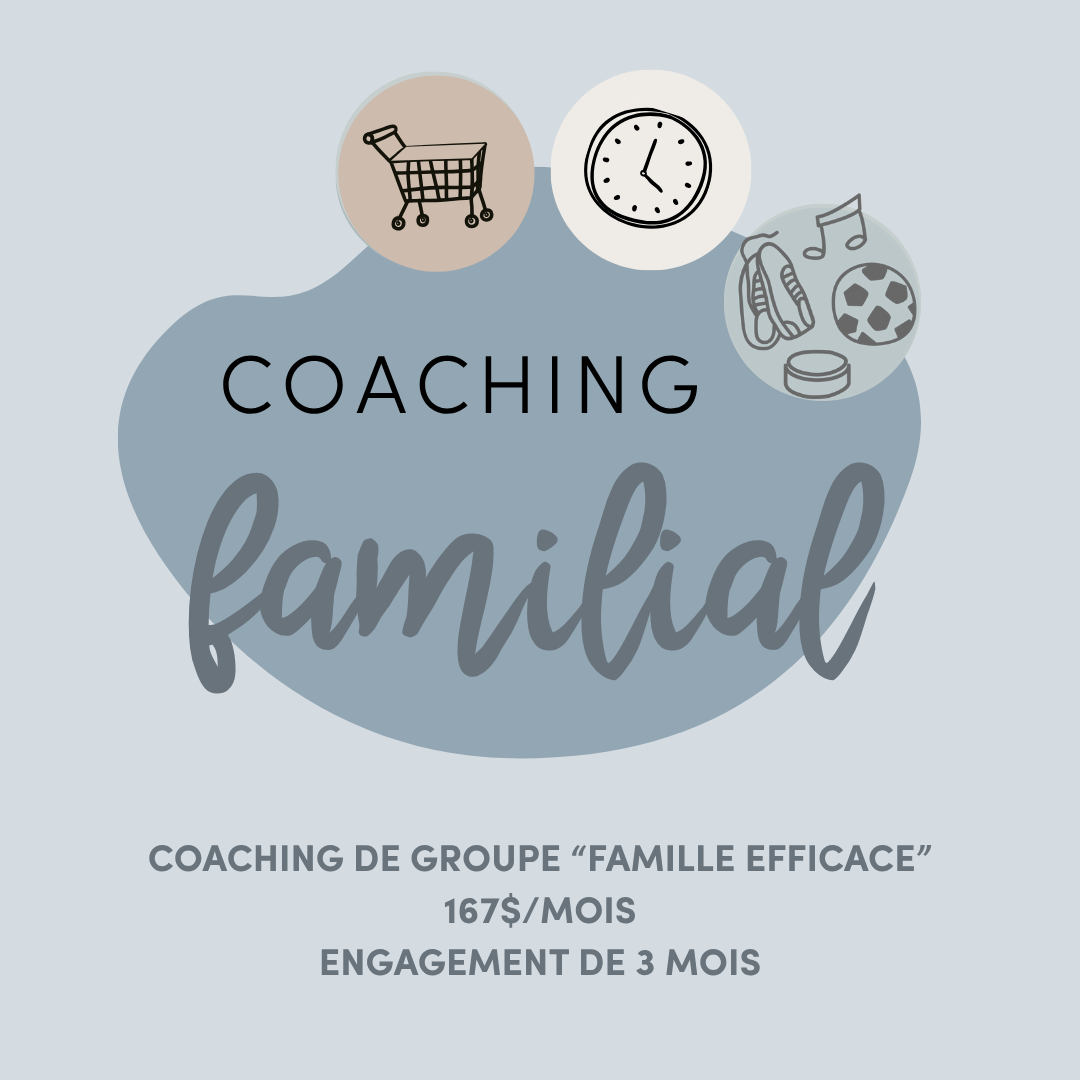 Coaching de groupe « Famille efficace » 167$/mois (engagement 3 mois)