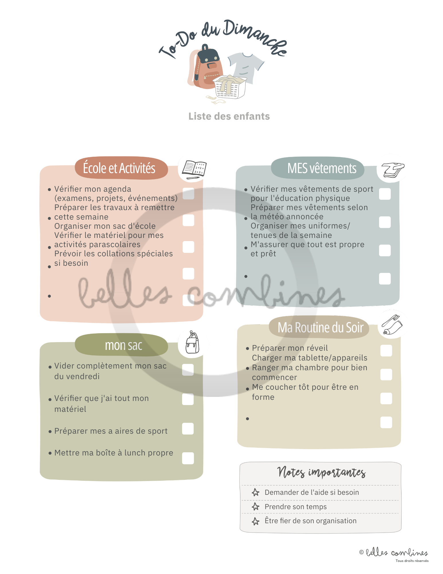 To-do list du dimanche
