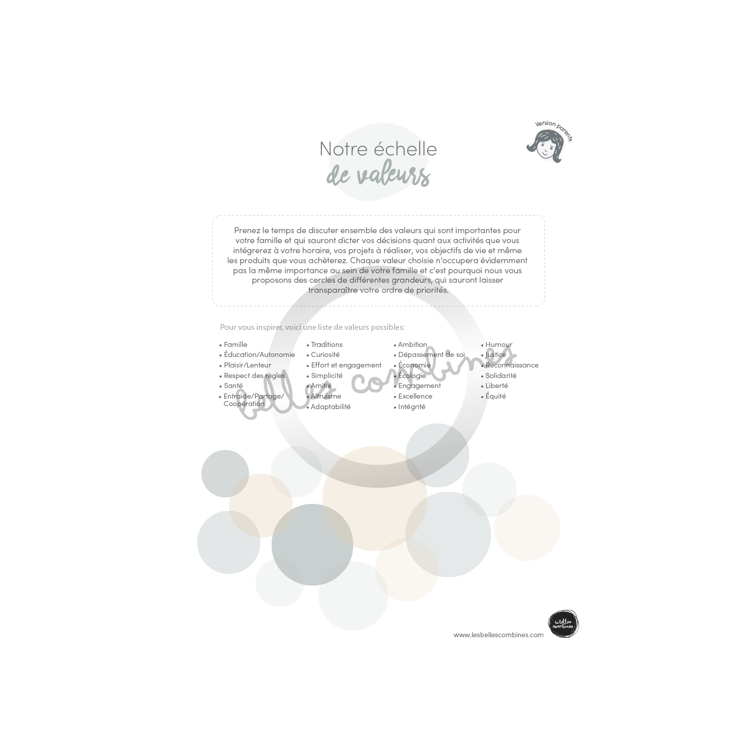 Mon échelle de valeurs