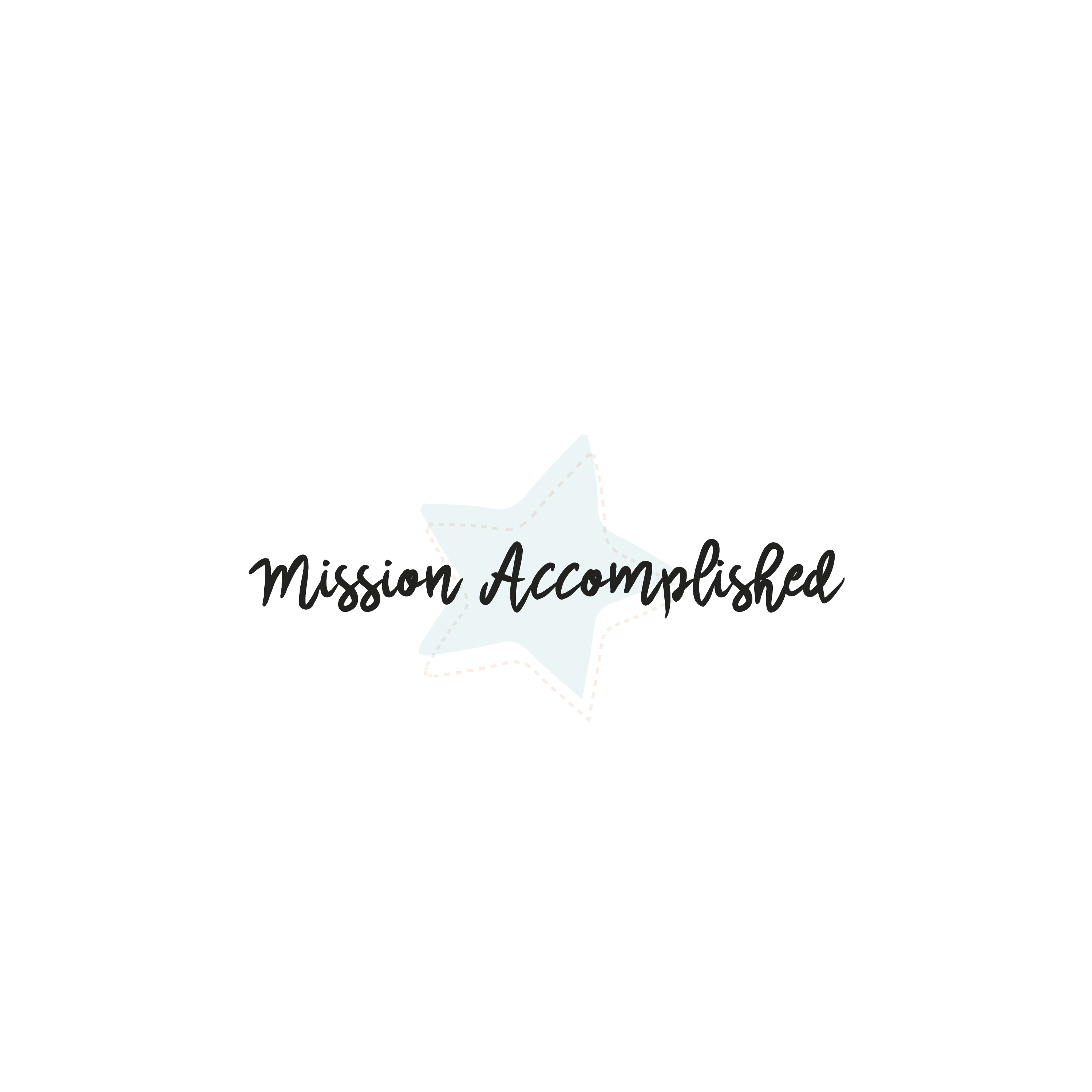 English version of the logo of the Mission Accomplished document to print made by Les Belles Combines