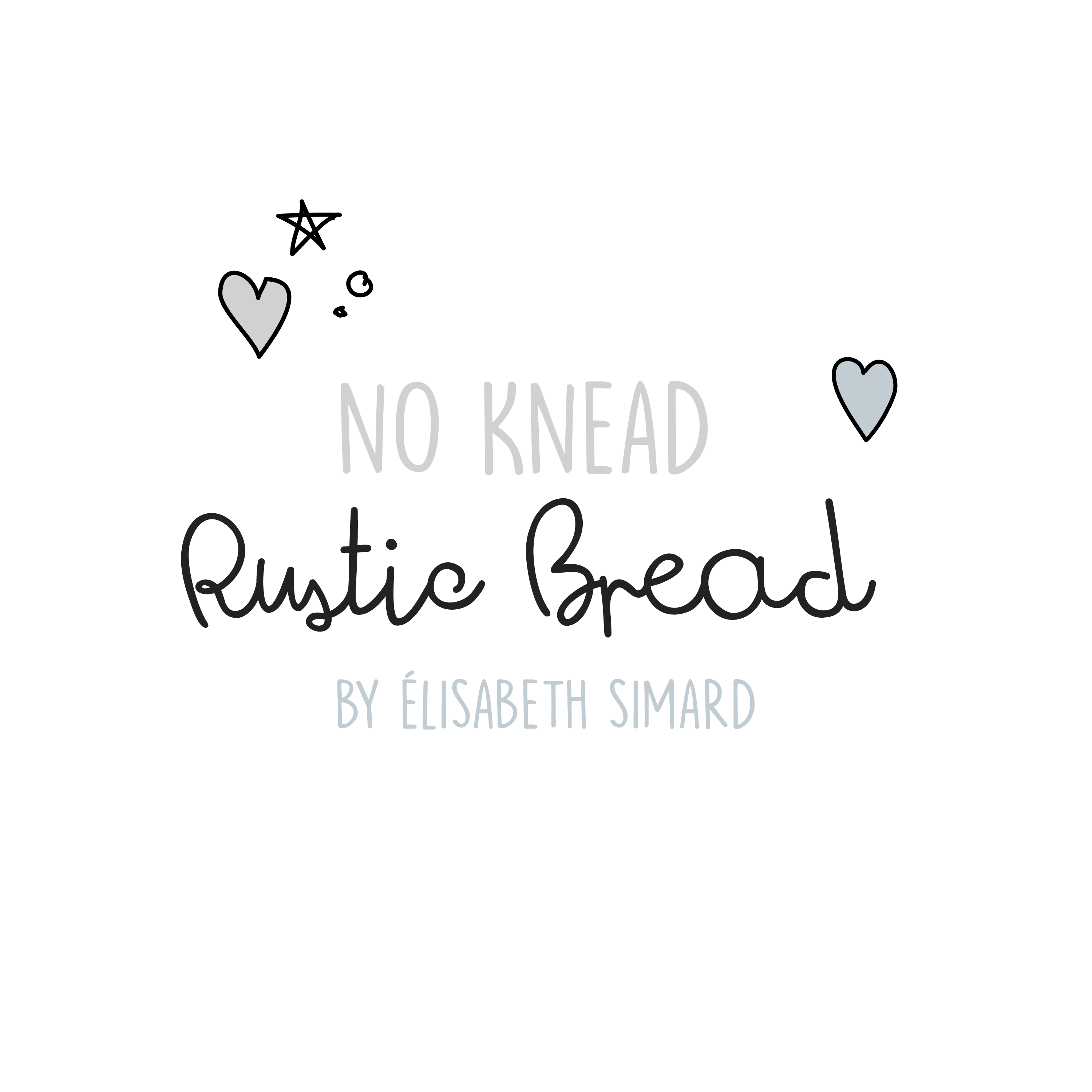 English version of the logo of the no knead rustic bread recipe to print made by Les Belles Combines