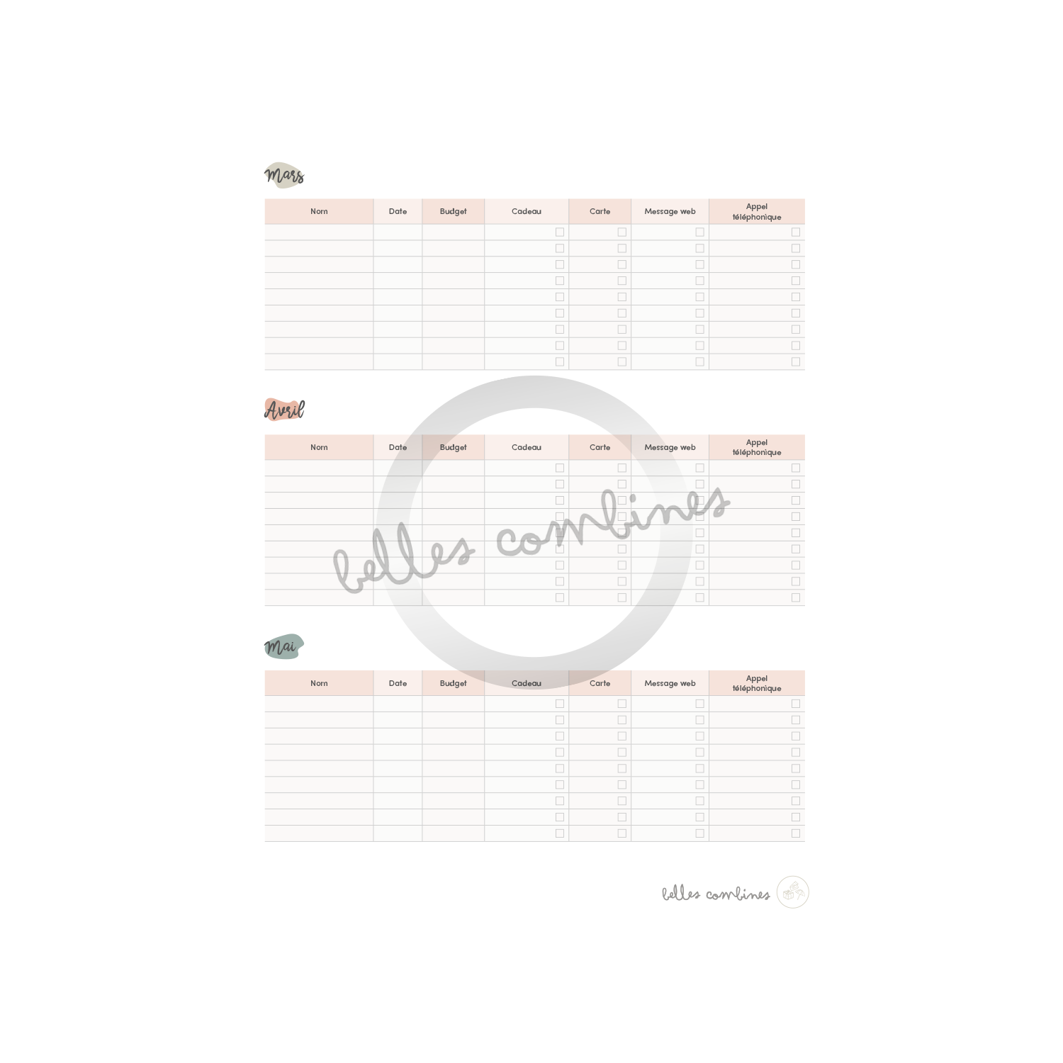 Calendrier des anniversaires