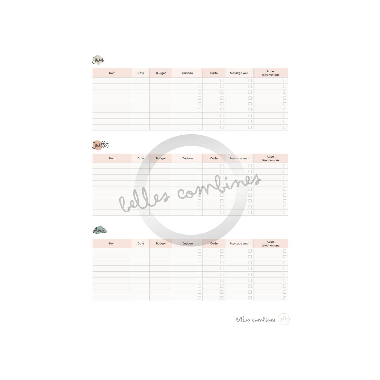 Calendrier des anniversaires