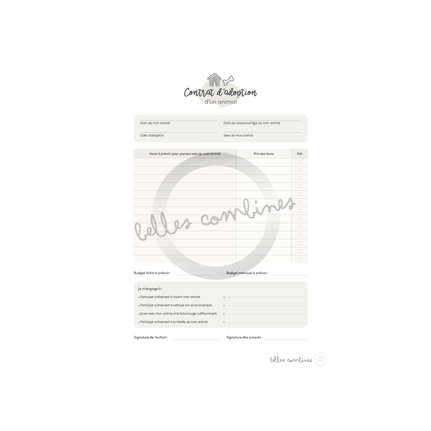 Pet adoption contract