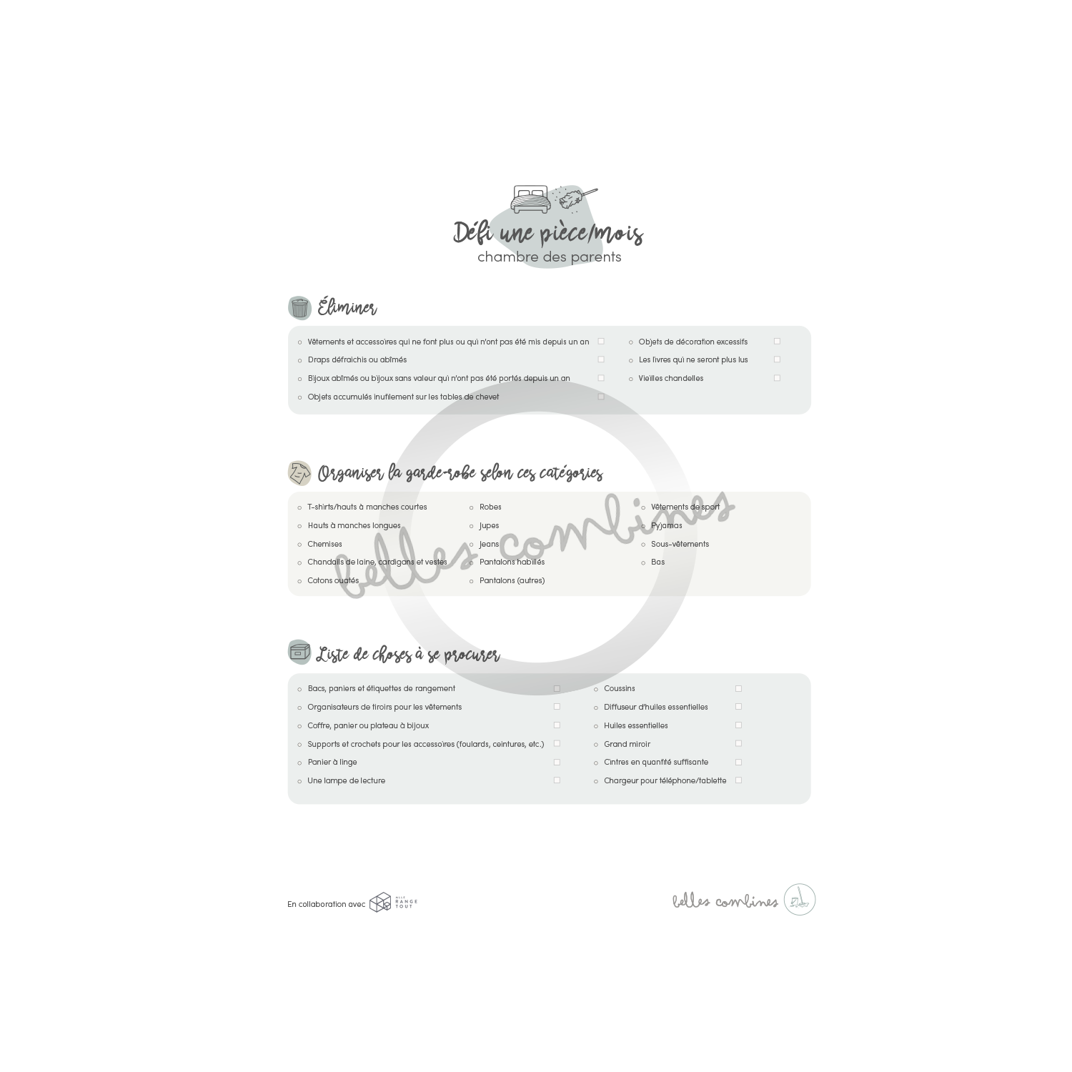 Défi 1 pièce/mois chambre parents