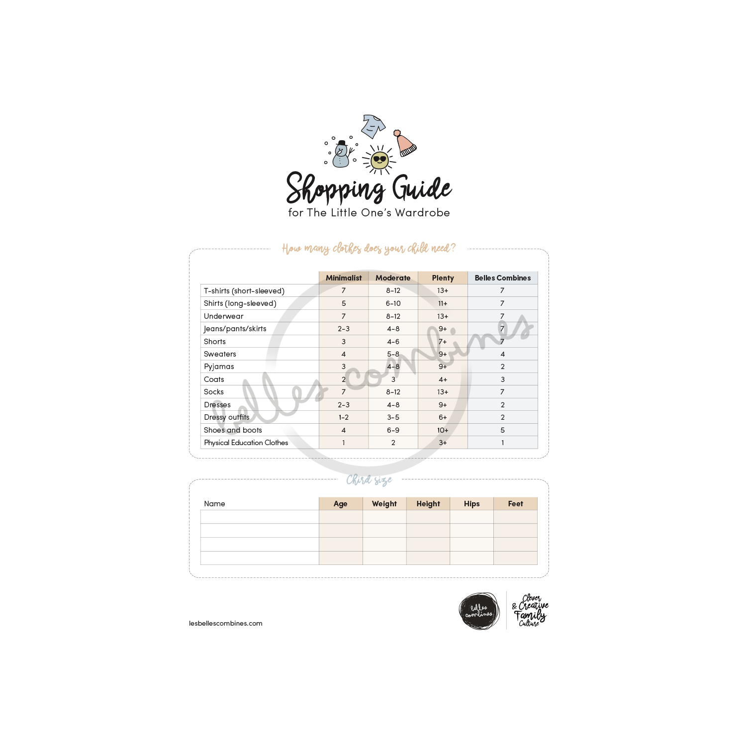 English version of the document to print Shopping guide for the little one&