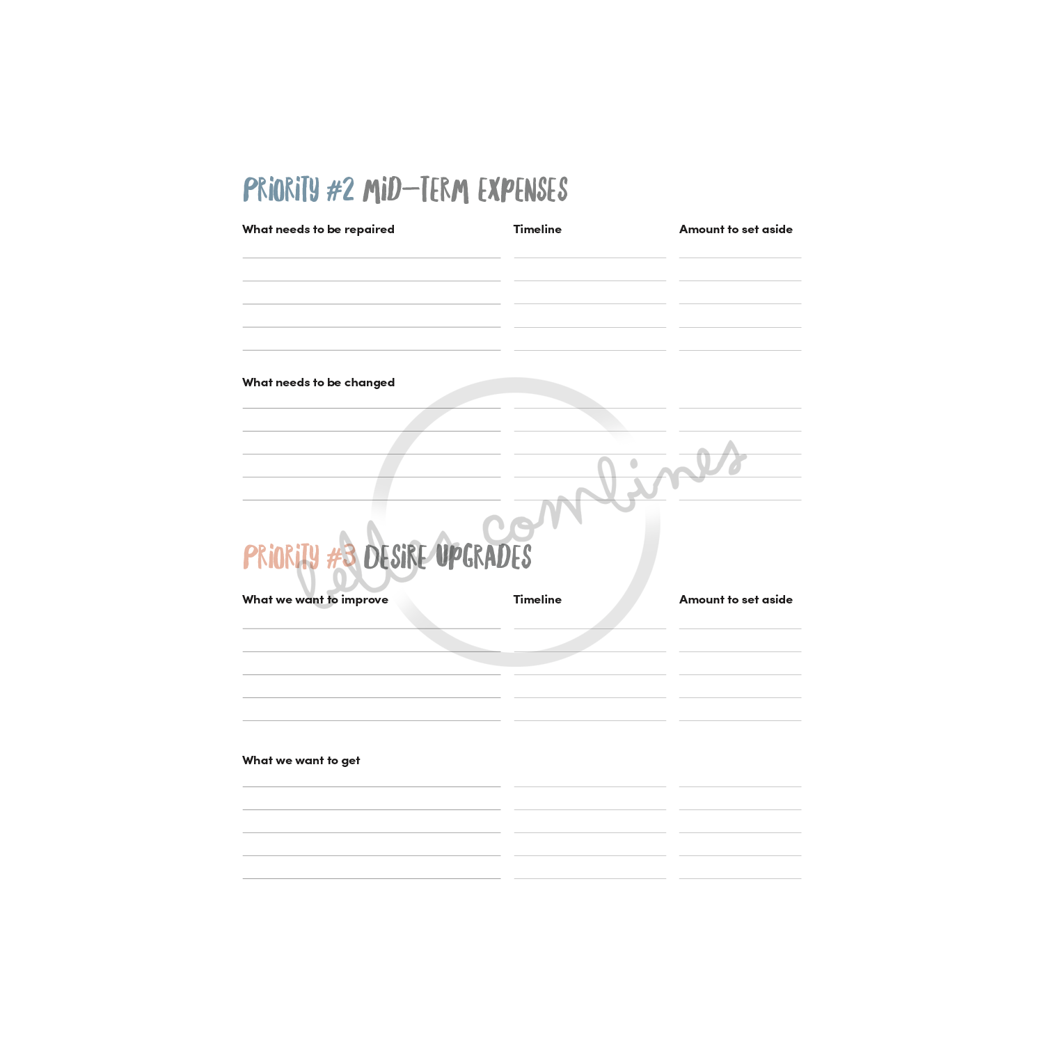 English version of the mid-term expenses and desire upgrades in the spring cleaning guide made by Les Belles Combines