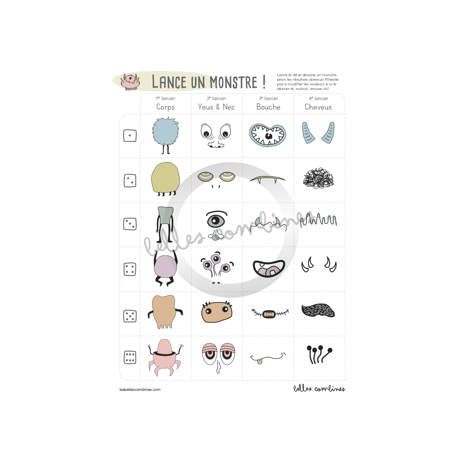 Jeu « Lance un monstre! »