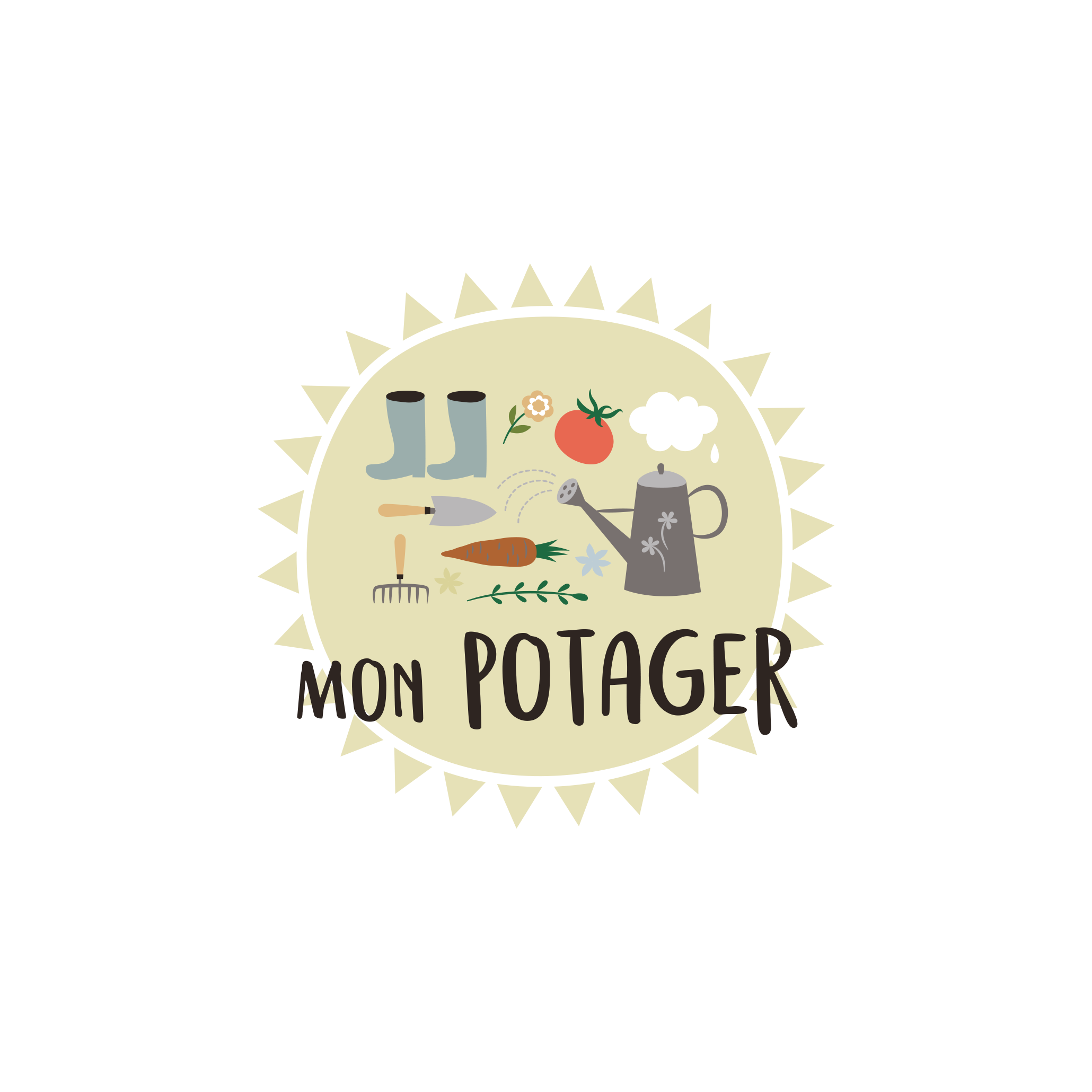 Version française du logo de la petite combine à imprimer Mon potager par Les Belles Combines