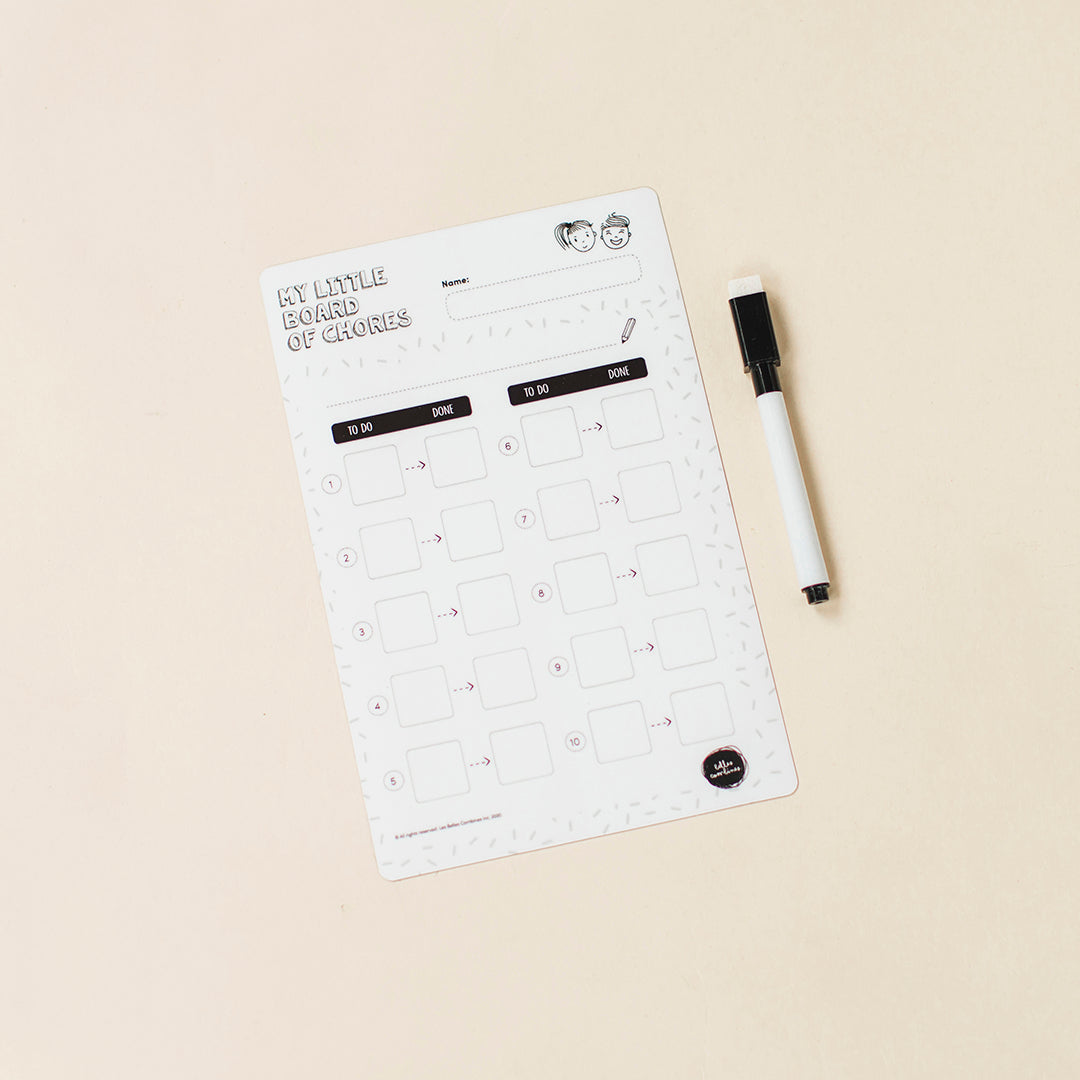 English version of the magnetic little board chores in ten steps by Les Belles Combines