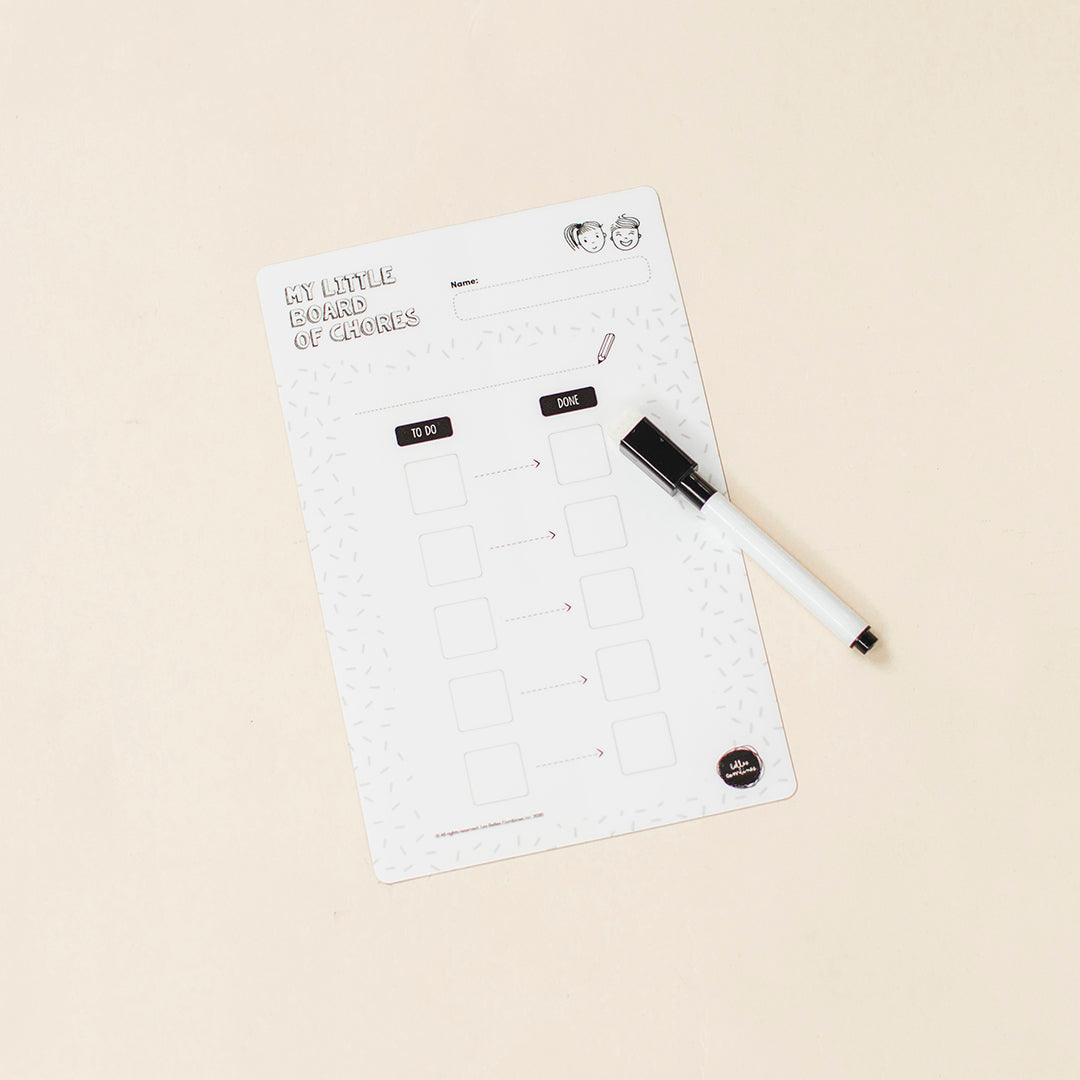 English version of the magnetic little board of chores in five steps with dry eraser pen Les Belles Combines