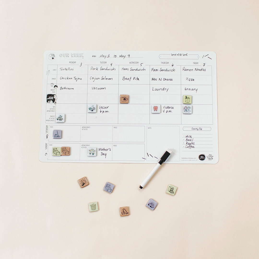 English version of the magnetic weekly planner by Les Belles Combines