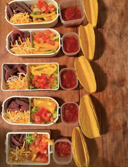Tacos de bœuf déconstruits pour boîte à lunch