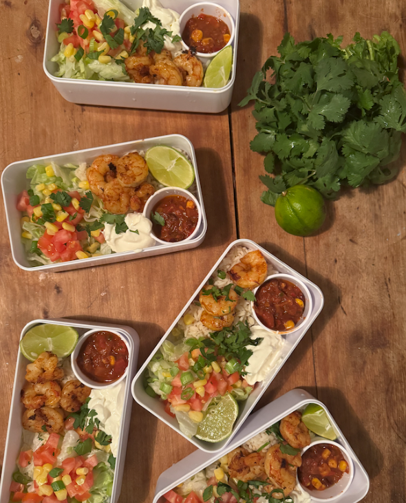 Bol mexicain aux crevettes pour boîte à lunch