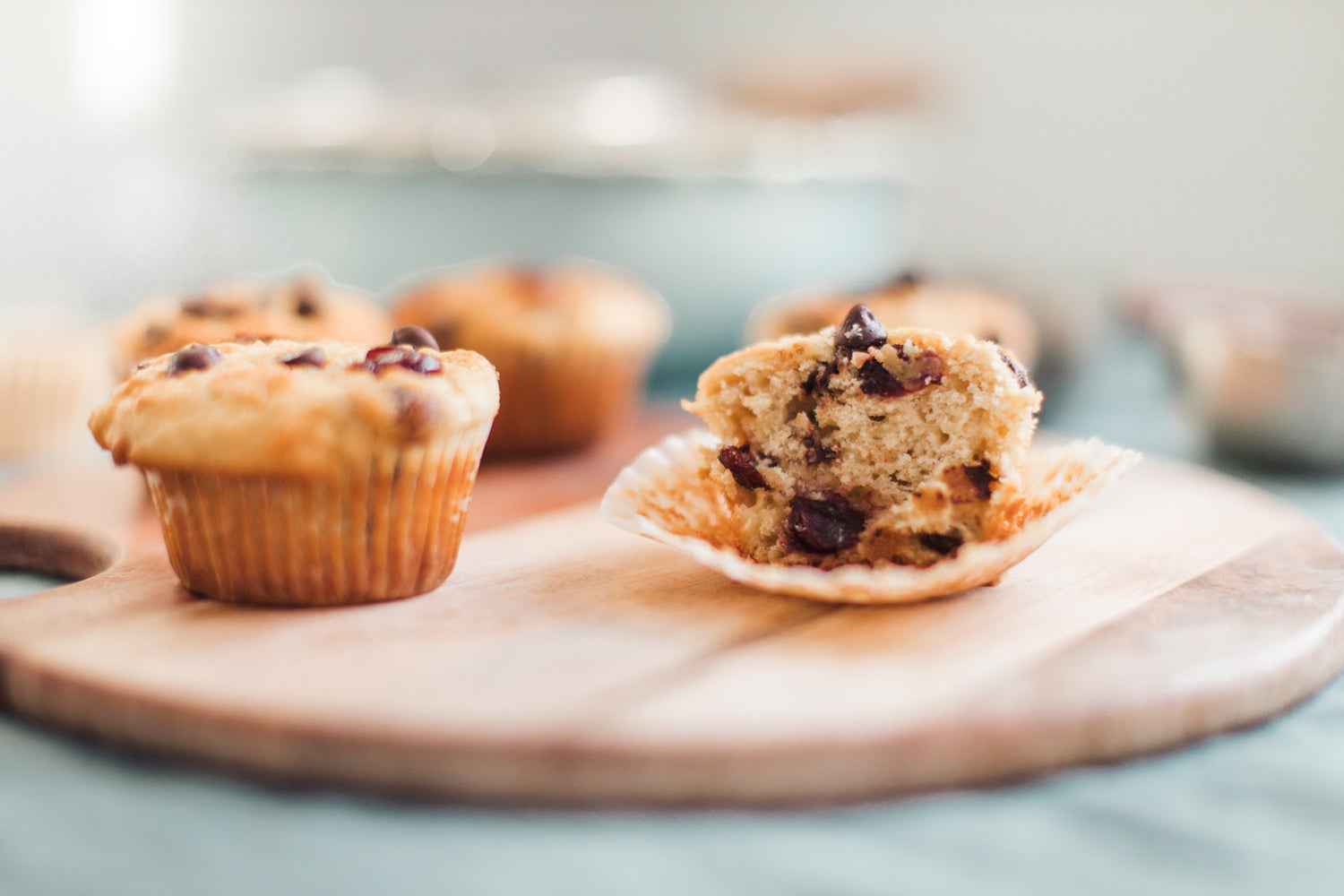 Muffins au yogourt, canneberges et chocolat
