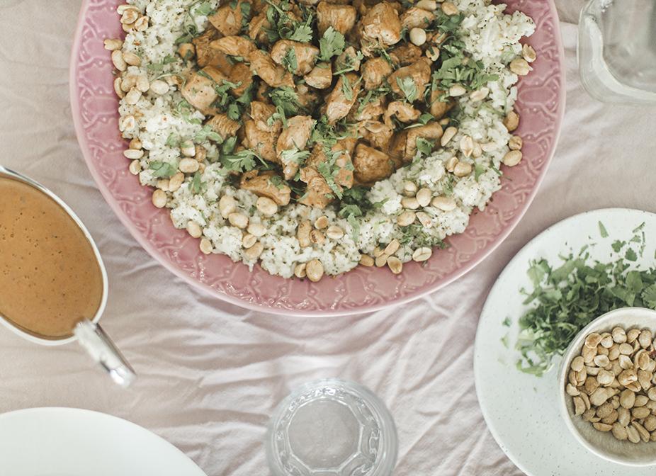 Poulet au beurre et riz au jasmin