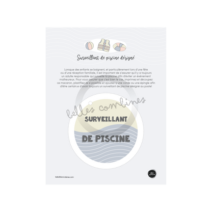 Macaron Surveillant de piscine désigné