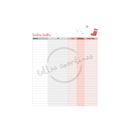 English version of the stocking stuffers section of the christmas budget and stocking stuffers document made by Les Belles Combines