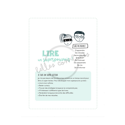 Version française de la fiche descriptive du cahier Lire, c&