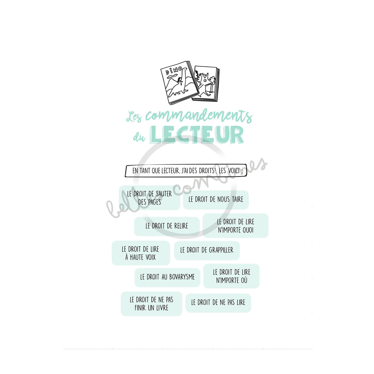 Version française des commandements du lecteur du cahier Lire, c&