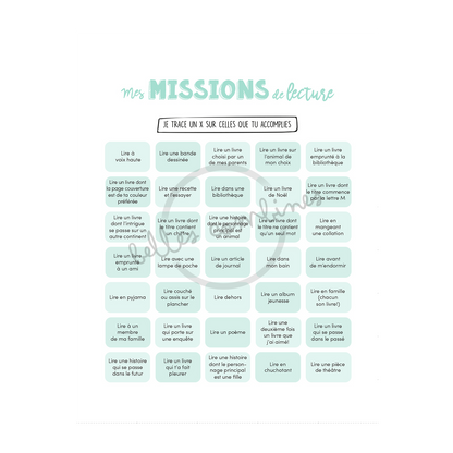 Version française des missions de lecture du cahier Lire, c&