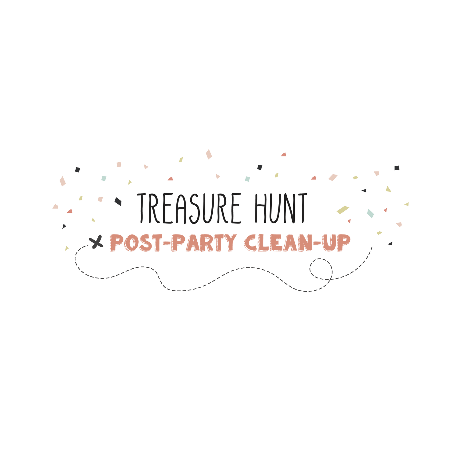 English version of the logo of the treasure hunt post-party clean-up document made by Les Belles Combines