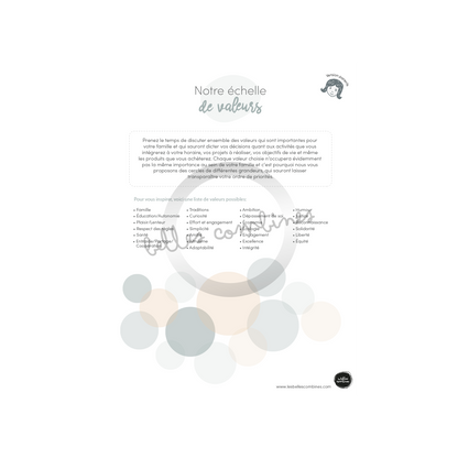 Mon échelle de valeurs