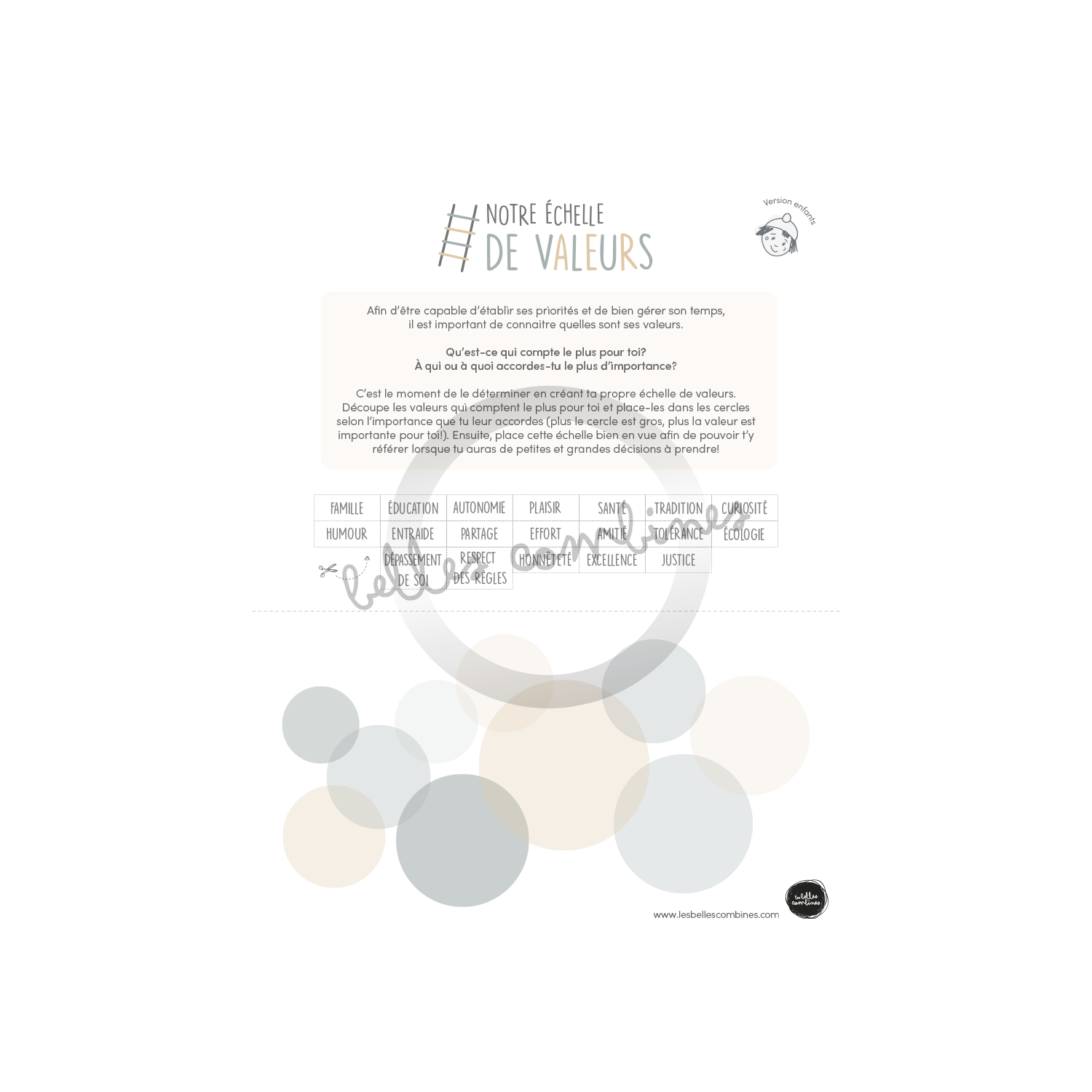 Mon échelle de valeurs