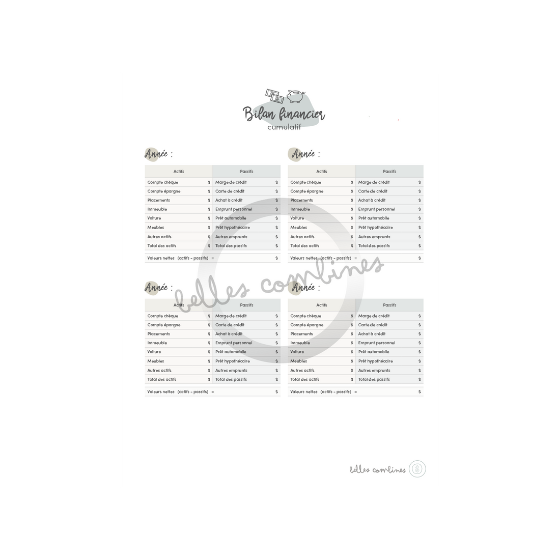 Bilan financier cumulatif