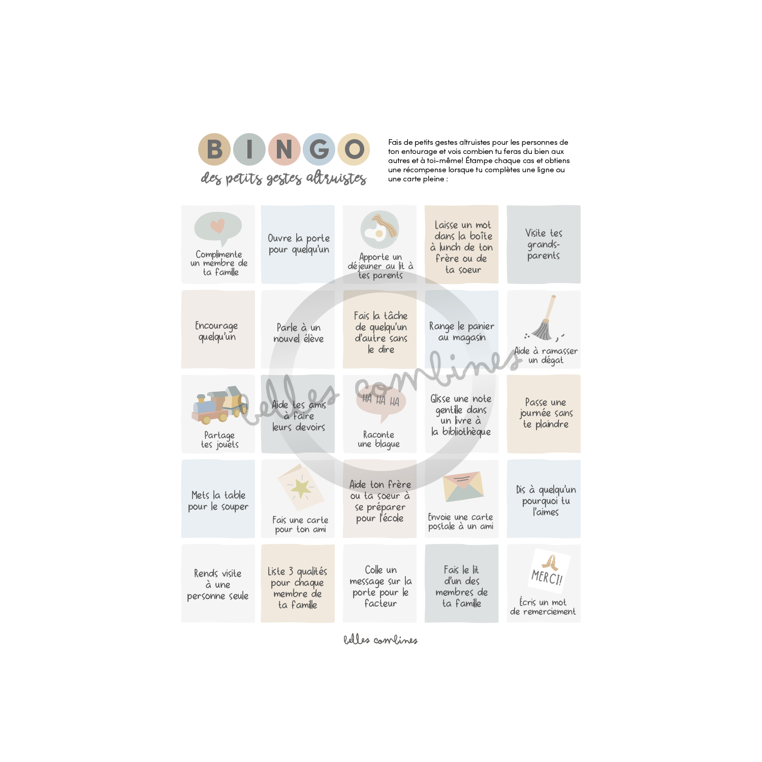 Bingo for small altruistic gestures