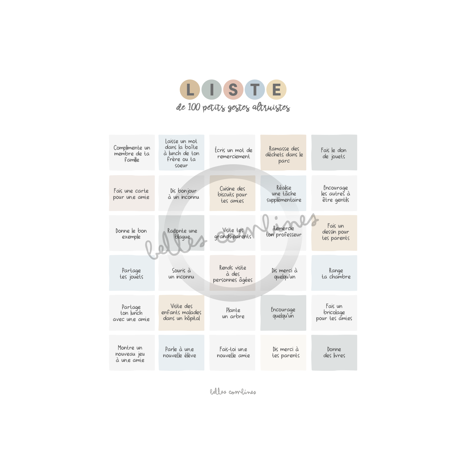 Bingo for small altruistic gestures