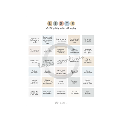 Bingo for small altruistic gestures