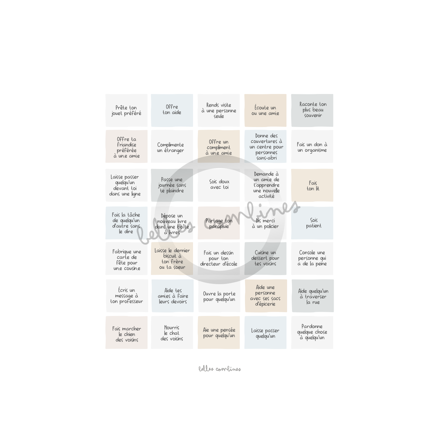 Bingo for small altruistic gestures