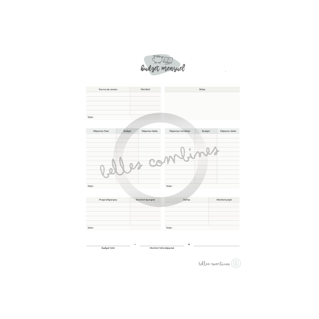 Budget mensuel modèle 1