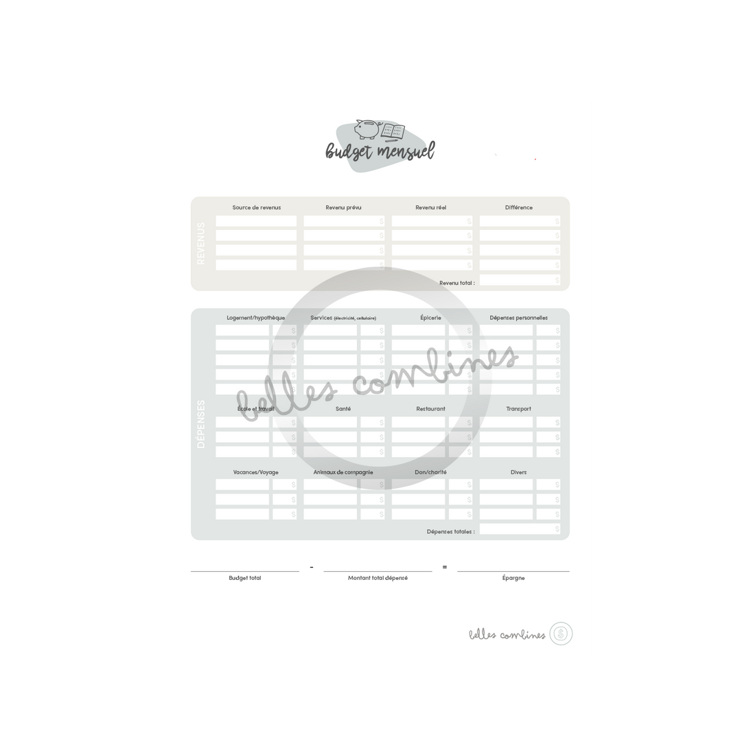 Budget mensuel modèle 2