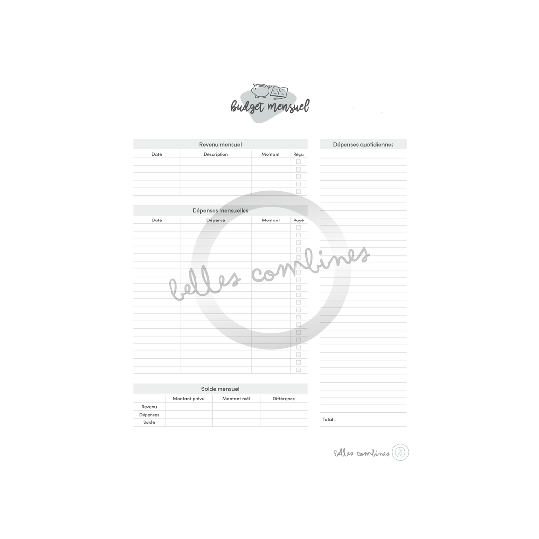 Budget mensuel modèle 3