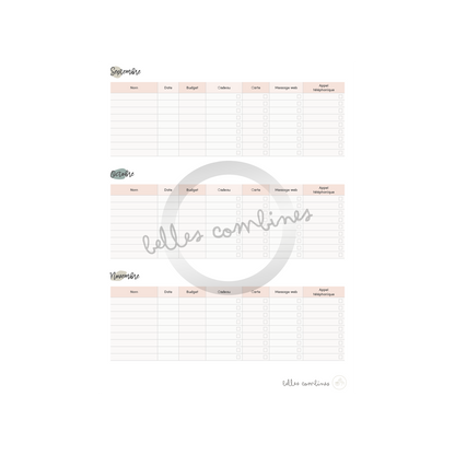 Calendrier des anniversaires