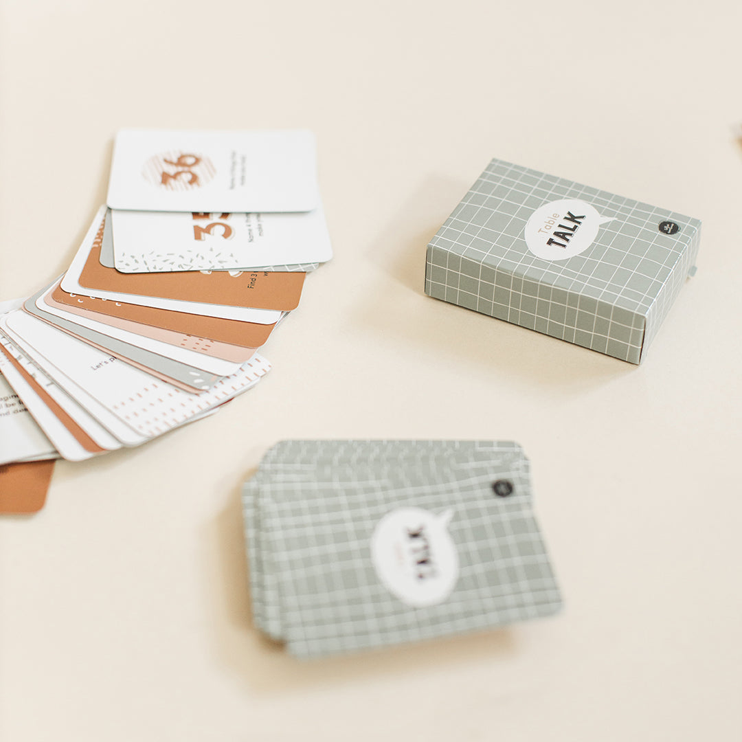 English version of the table talk cards of the mealtime survival kit made by Les Belles Combines