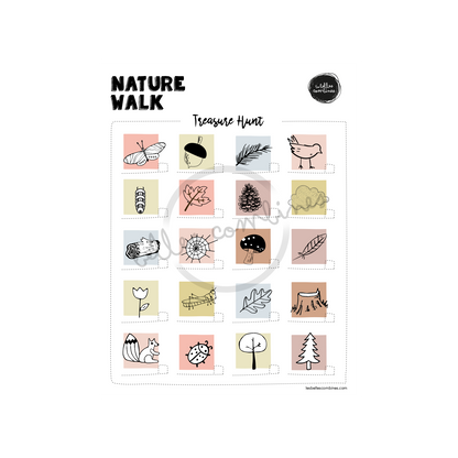 English version of the treasure hunt in nature document made by Les Belles Combines