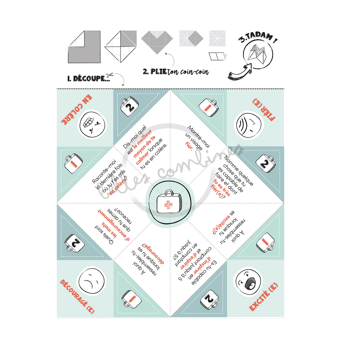 Version française du coin-coin des émotions à imprimer Les Belles Combines