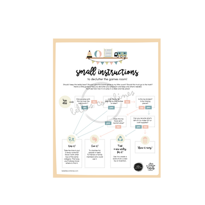 English version of the document to print Small instructions to declutter the games room made by Les Belles Combines