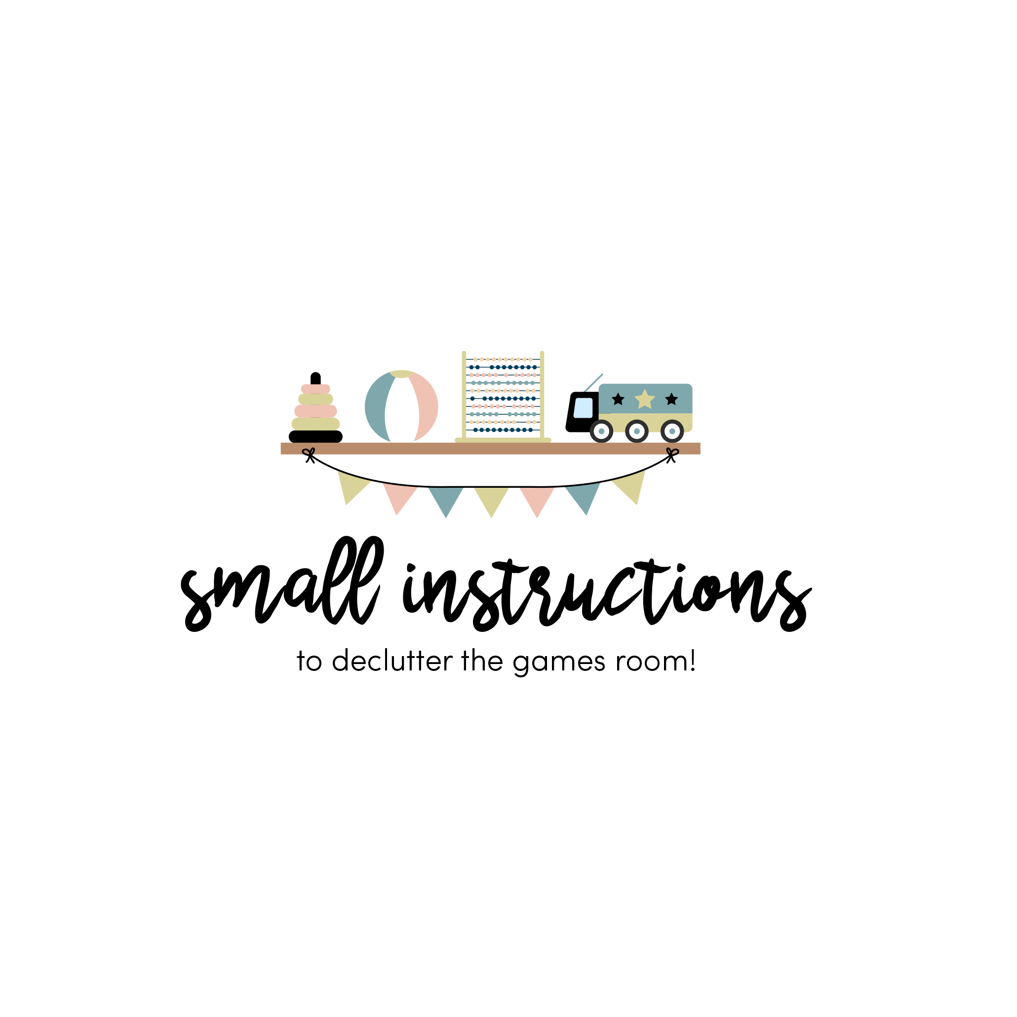 English version of the logo of the document to print Small instructions to declutter the games room made by Les Belles Combines