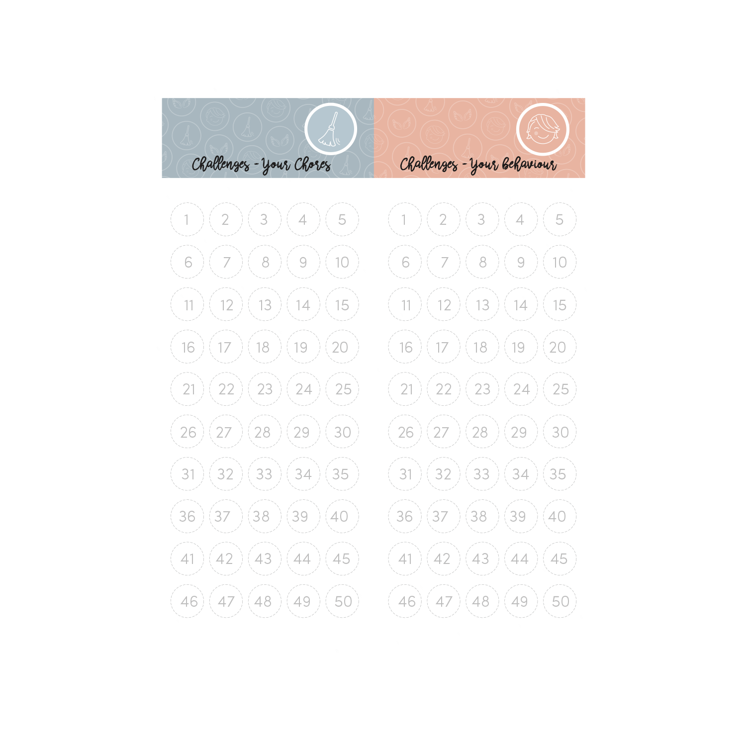 English version of the document to print Our family challenges for chores and behaviours made by Les Belles Combines