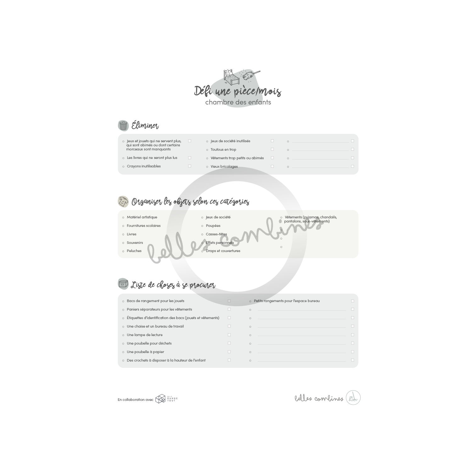 Défi 1 pièce/mois chambre des enfants