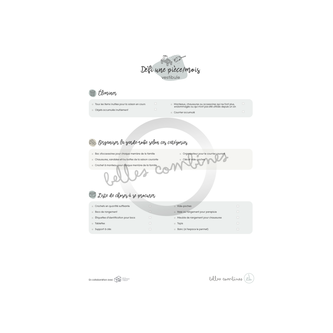 1 piece/month vestibule challenge