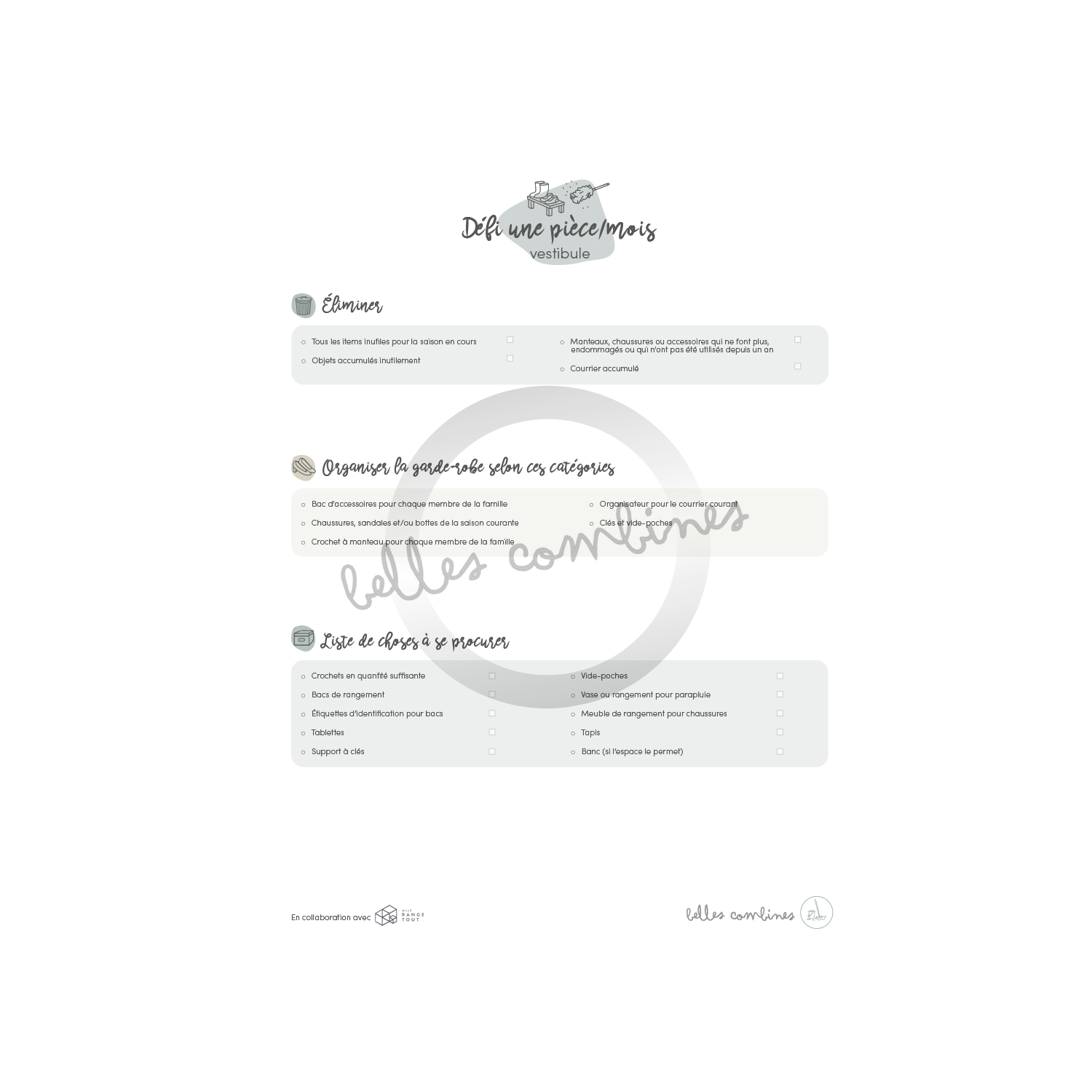 Défi 1 pièce/mois vestibule