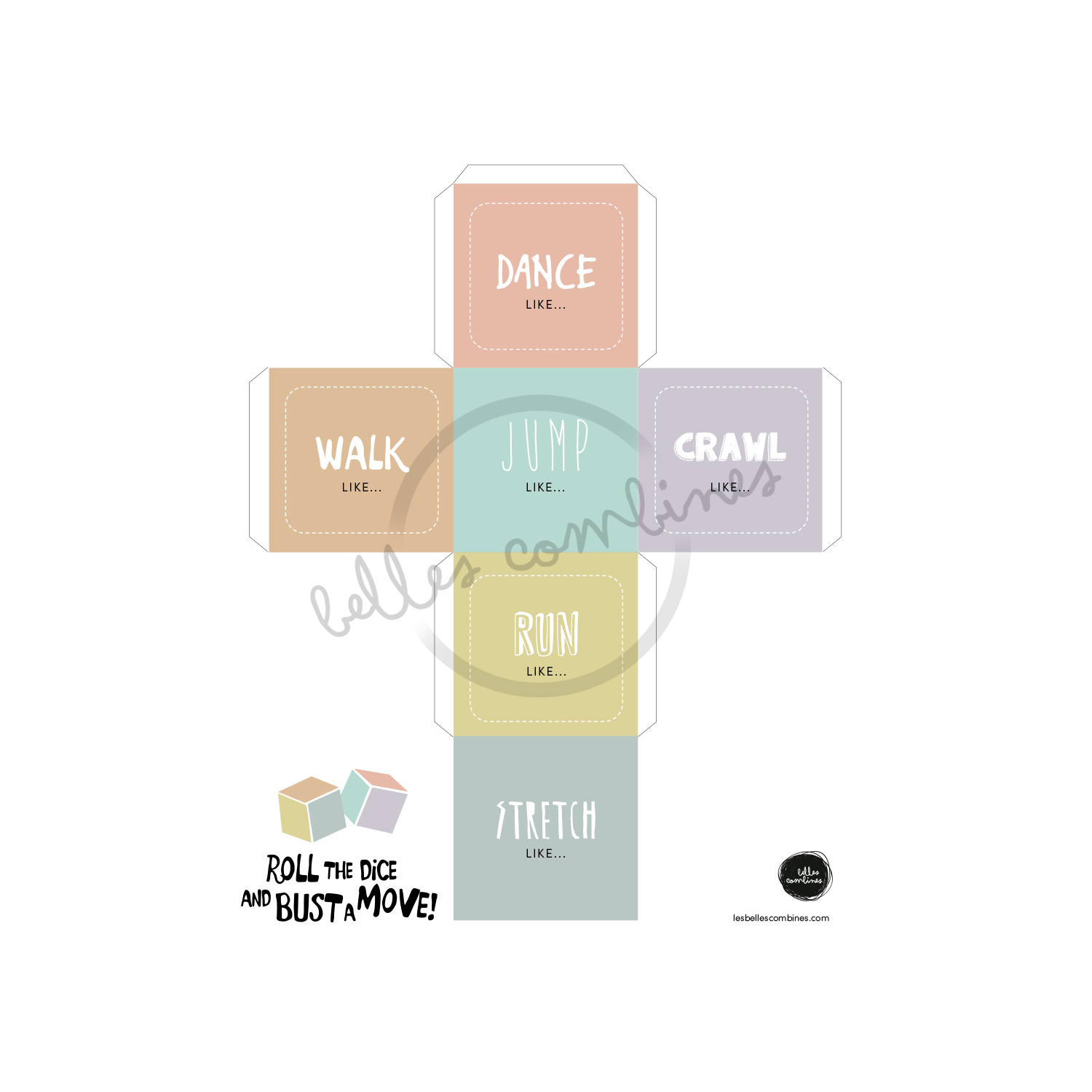 English version of the Roll the dice and bust a move document made by Les Belles Combines