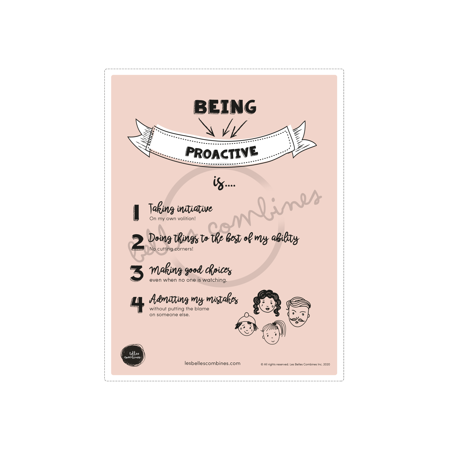English version of the Being proactive document to print made by Les Belles Combines