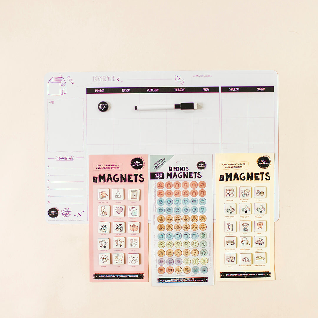 English version of the content of the monthly planning kit Les Belles Combines