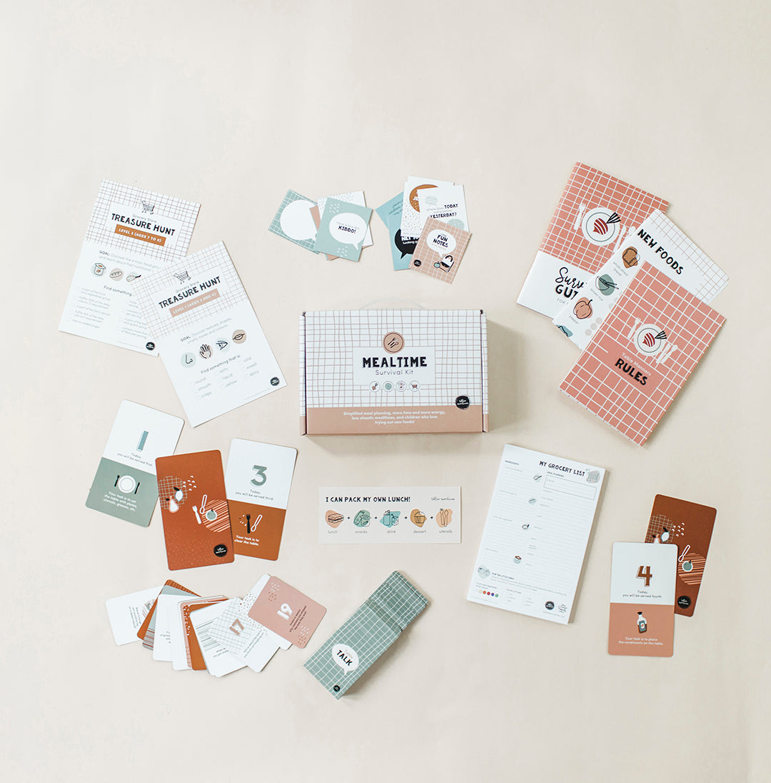 English version of the content of the mealtime survival kit made by Les Belles Combines